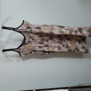 VOLCOM Peasant Dress Taupe w Black Trim-Cat Scratch-EC-Sz Small